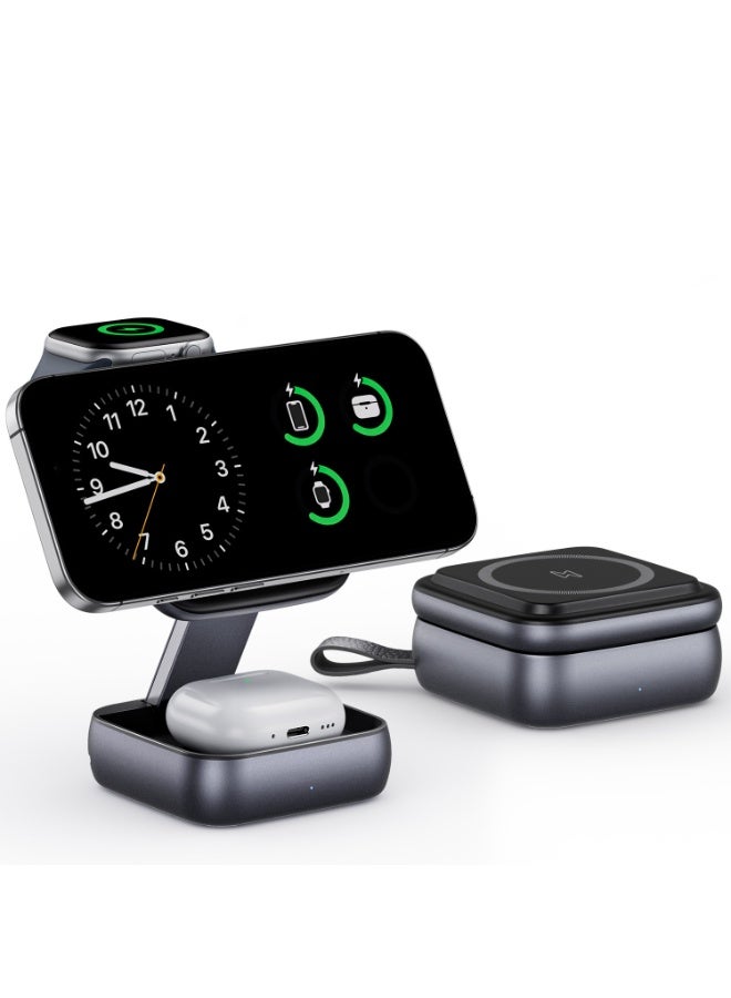AMROAH 2026 Upgrade 3 1 Charging Station – Wireless Charger 3 in 1 for iPhone 12–17, AirPods 2–4/Pro and Watch Series 2–11/SE/Ultra; Travel-Ready 3 in 1 Magsafe Charger with Stable Triple-Device Power